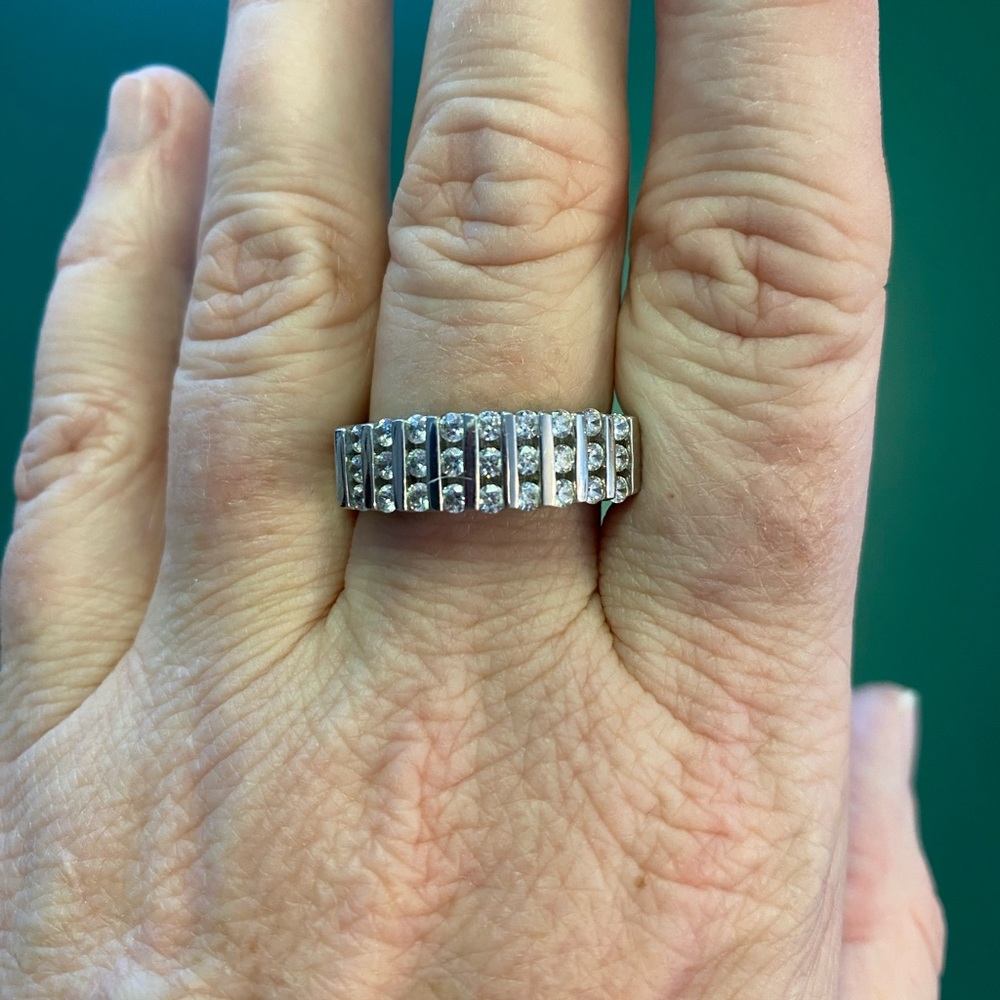 Diamonique Silver Multi-Row Ring - image 1